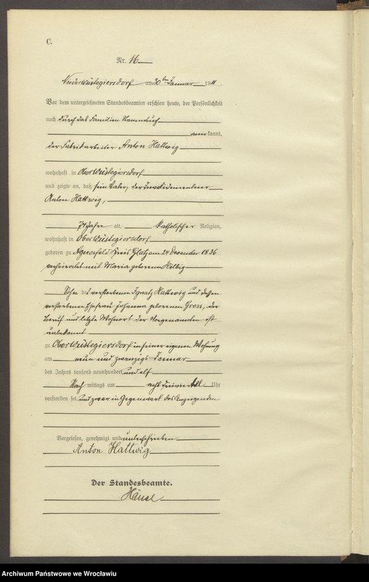 image.from.unit.number "Sterbe-Haupt-Register Nieder Wüstegiersdorf (Głuszyca) 1911"
