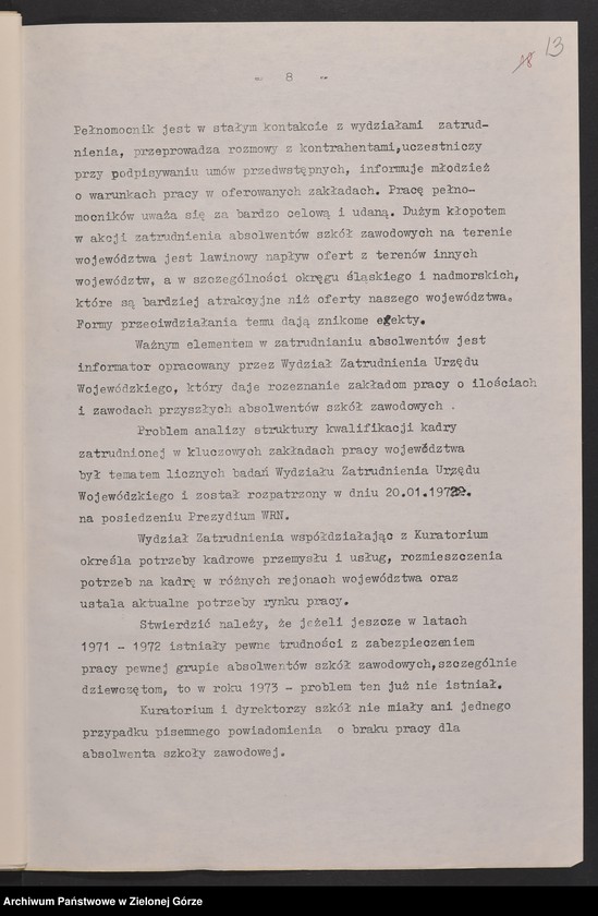 image.from.unit.number "Protokóły z posiedzeń Komisji Wychowania, Oświaty i Kultury Wojewódzkiej Rady Narodowej w Zielonej Górze; Nr 7 - 13"