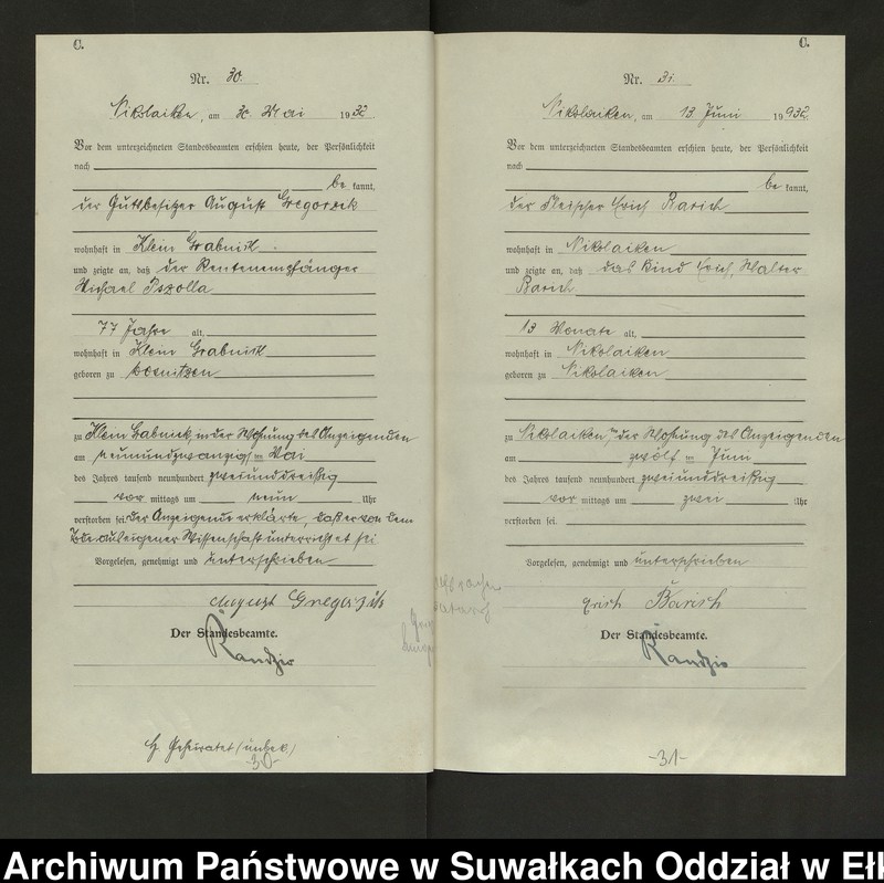 image.from.unit.number "Sterbe=Haupt=Register des Königlichen Preussischen Standes-Amtes Nikolaiken Kreis Sensburg"