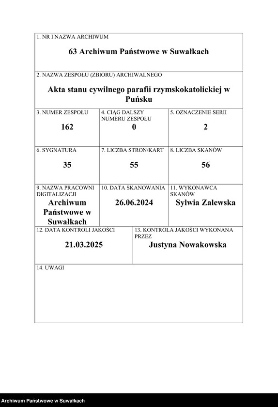 image.from.unit.number "Dokumenty Brakosočetavšimsja aktam Punskogo Rimsko-Katoličeskogo Prichoda s 1894 goda"
