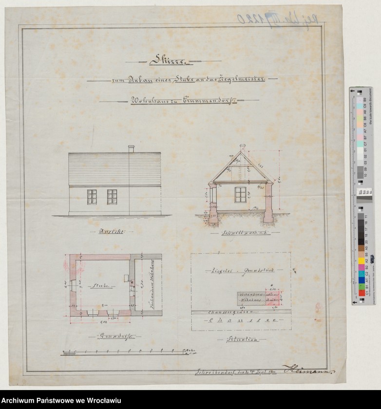 image.from.unit.number "Skizze zum Anbau einer Stube an das Ziegelmeisterwohnhaus zu Crummendorf"