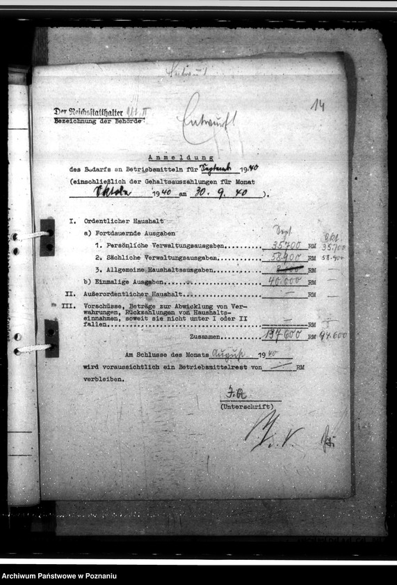 Obraz 18 z jednostki "Bedarf an Betriebsmitteln"