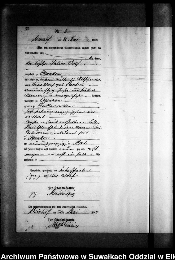 image.from.unit.number "Sterbe-Neben-Register des Preussischen Standes-Amtes Gr. Strengeln Kreis Angerburg"