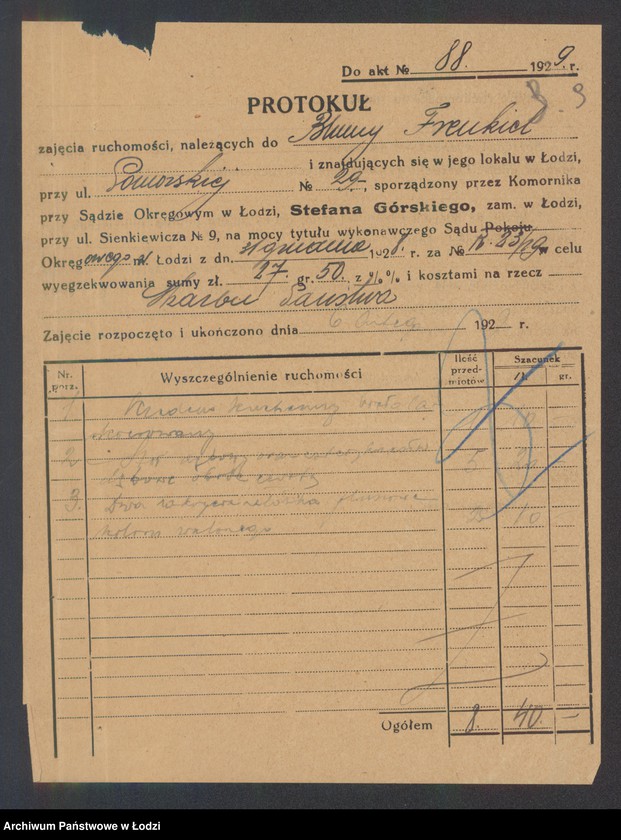 Obraz 11 z jednostki "Blima Frenkiel- sprzedaż towarów bawełnianych"