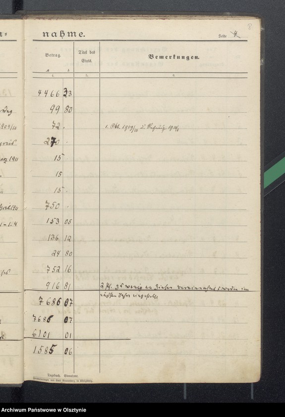 image.from.unit.number "Tagebuch über Einnahme und Ausgabe der Pfarrstellenkasse zu Seehesten"