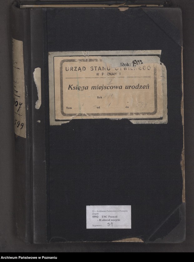 Obraz 2 z jednostki "Księga miejscowa urodzeń tom I [Rejestr główny urodzeń]"