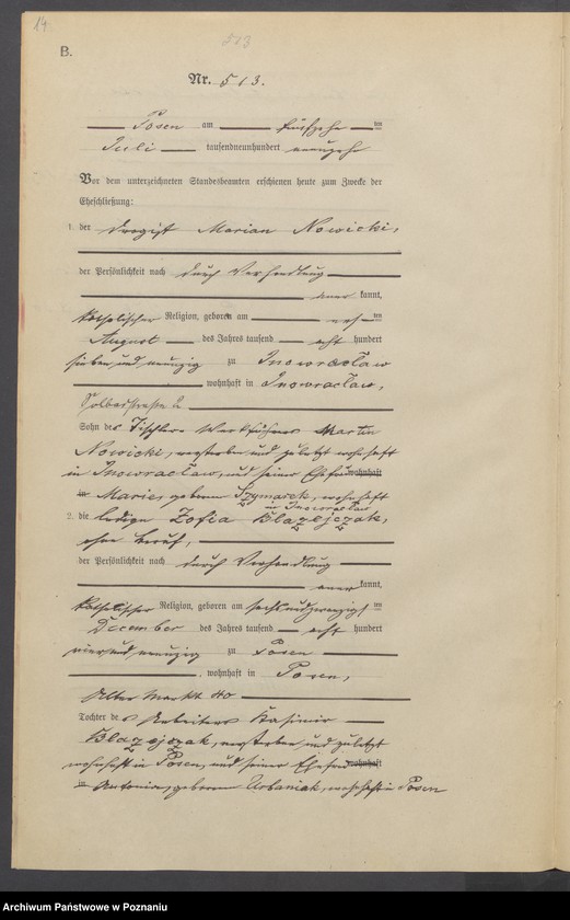 Obraz 16 z jednostki "Księga miejscowa małżeństw tom IV[Rejestr główny małżeństw]"