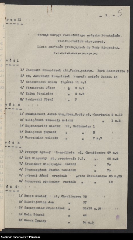 image.from.unit.number "Listy członków Związku Powstańców Wielkopolskich głosujących do Rady Miejskiej."