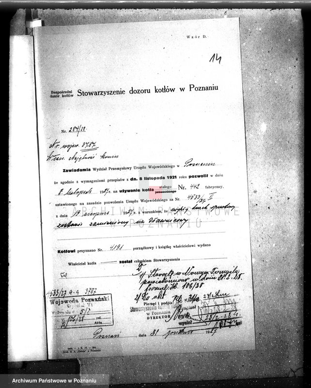 Obraz 18 z jednostki "Dominium Konin hr St. Łęcki, warsztaty reparacyjne - pow. Nowy Tomyśl nr woj. kotła 3787"