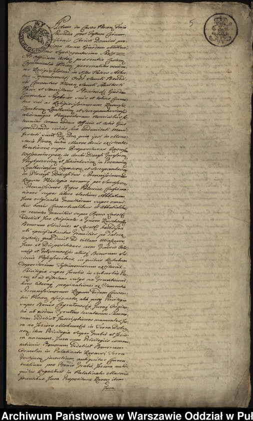 image.from.unit.number "Ekstrakt z ks. gr. płockich manifestacji konwentu z 1706 r., stwierdzającej, że wszystkie dokumenty znajdujące się w klasztorze płockim spłonęły 9 grudnia 1705 r. spalone przez wojska moskiewskie"