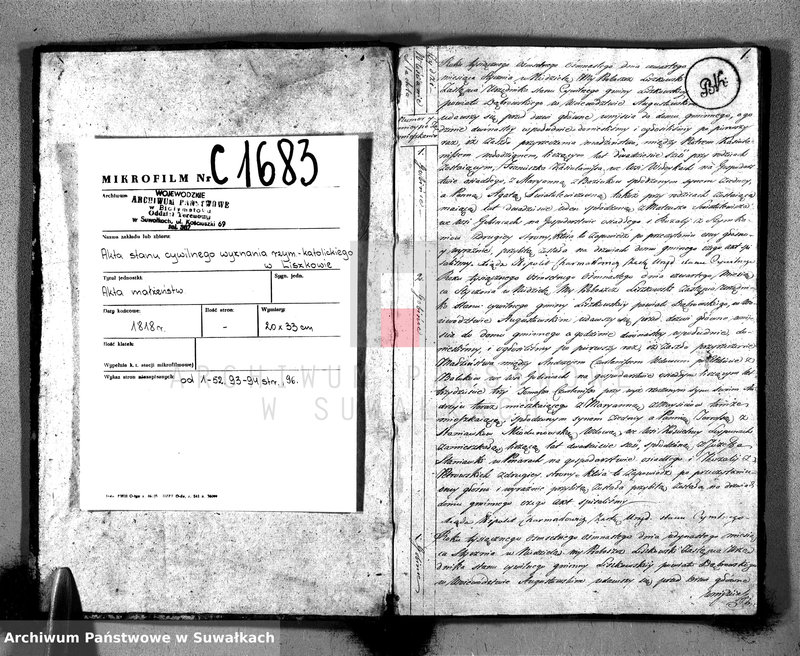 Obraz 3 z jednostki "Księga Aktów Zaślubionych Urzędnika Stanu Cywilnego Gminy Liszkowskiey od 1- go stycznia 1818 roku"