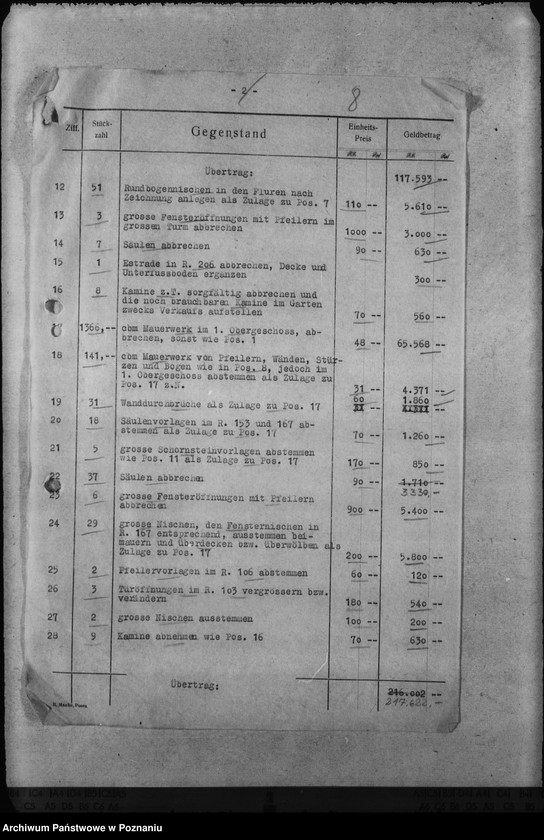 Obraz 12 z jednostki "Kosten der Bauarbeiten im Schloss - Posen"
