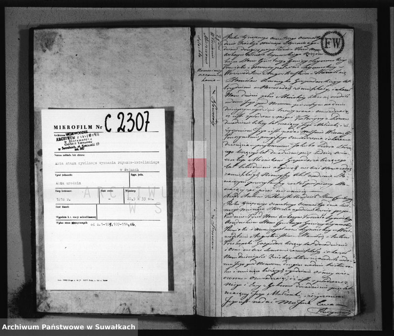 Obraz 3 z jednostki "Akta urodzonych stanu cywilnego gminy seyneńskiey od 1-go stycznia 1818 roku."