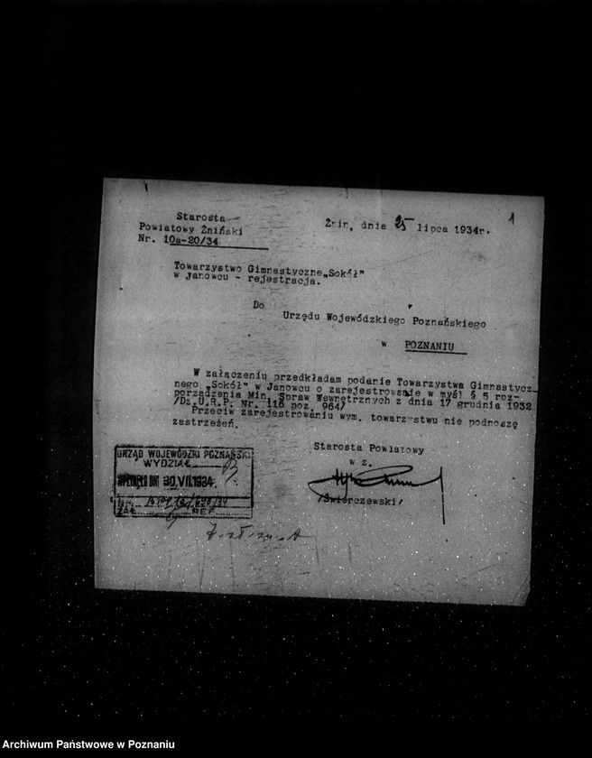 Obraz 5 z jednostki "/Towarzystwo Gimnastyczne „Sokół" w Janowcu powiat Żnin - rejestracja/"