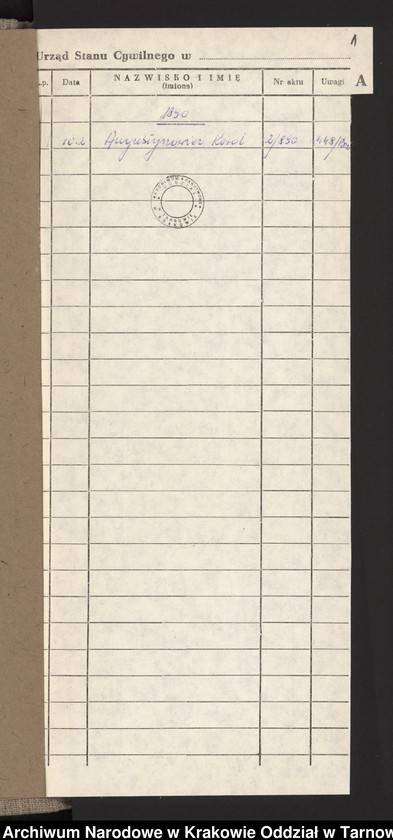 Obraz z jednostki "Skorowidz alfabetyczny do księgi małżeństw"