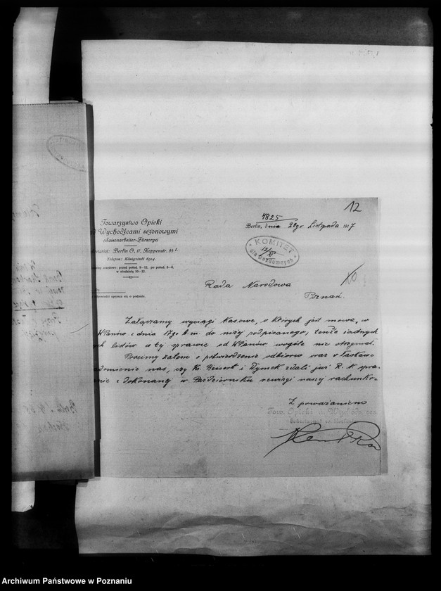Obraz 16 z jednostki "Korespondencja Komitetu dla Bezdomnych w Berlinie w sprawie pomocy materialnej dla Polaków w Niemczech."