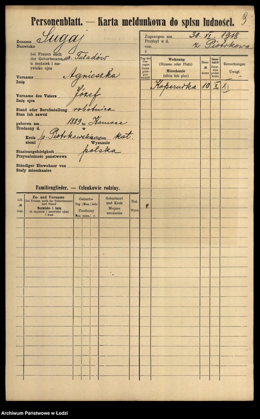 Obraz 11 z jednostki "[Spis ludności Łodzi] Sudzińska-Sumora"