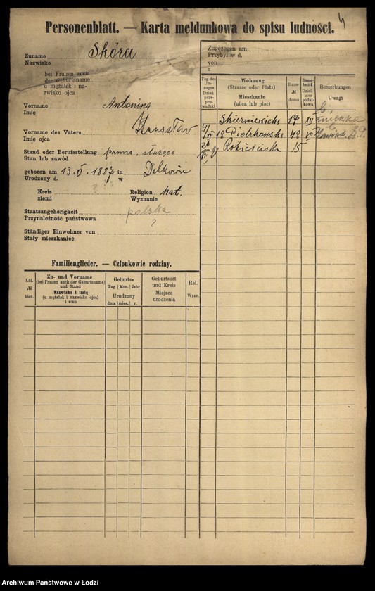 Obraz 6 z jednostki "[Spis ludności Łodzi] Skóra-Slązak"