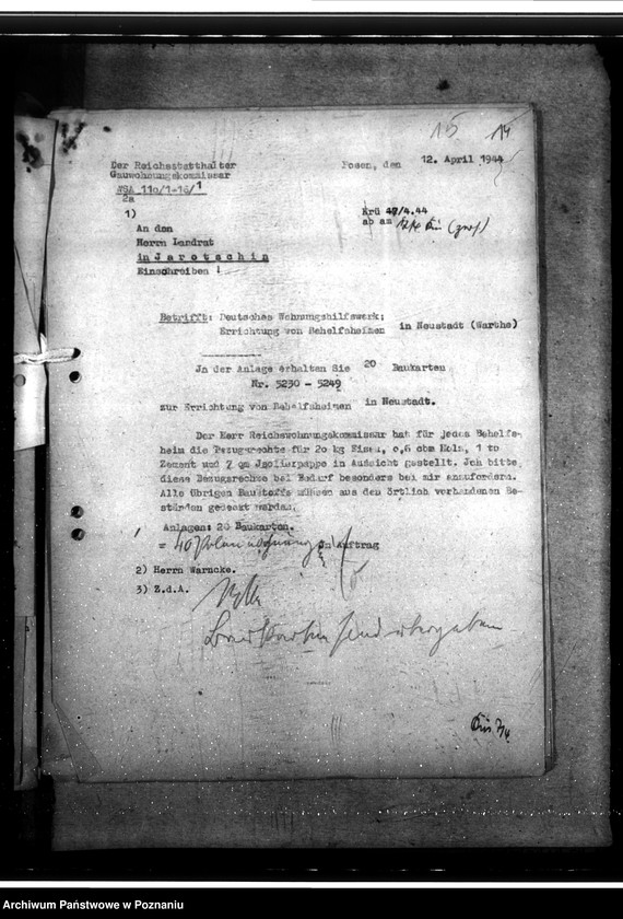 Obraz 19 z jednostki "Errichtung von Behelfsheimen des DWH. Baukarten"