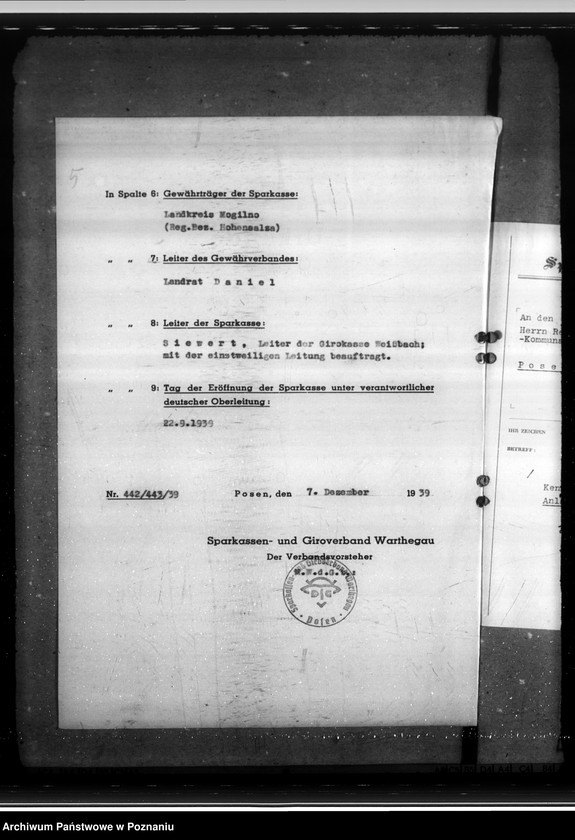 Obraz 9 z jednostki "Kreissparkasse Mogilno, Nieszawa, Szubin, Wongrowitz, Żnin"