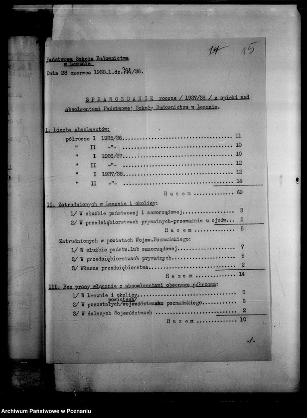 Obraz 19 z jednostki "Państwowa Szkoła Budownictwa w Lesznie - [protokoły z egzaminu końcowego wraz ze spisem abiturientów]"