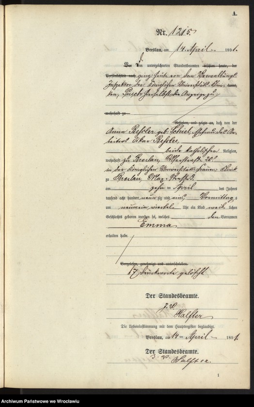 image.from.unit.number "Księga urodzeń Wrocław III 1891 t.03"