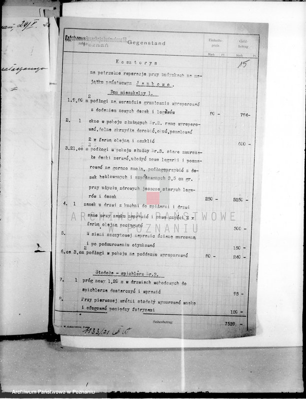 Obraz 19 z jednostki "Sprawy budowlane majątku państwowego Jankowo-Młyn"