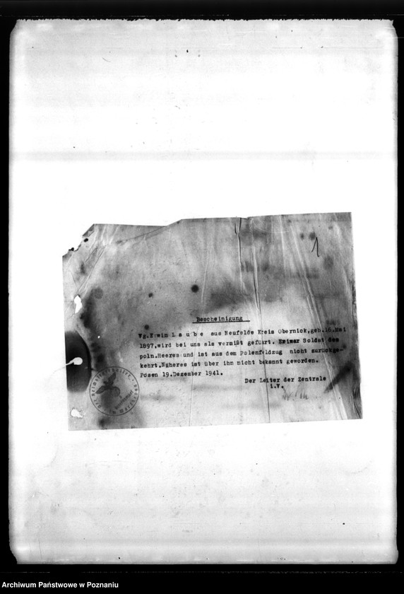 Obraz 5 z jednostki "Korespondencja w sprawie miejscowych Niemców, którzy zginęli w 1939 roku L - Z"