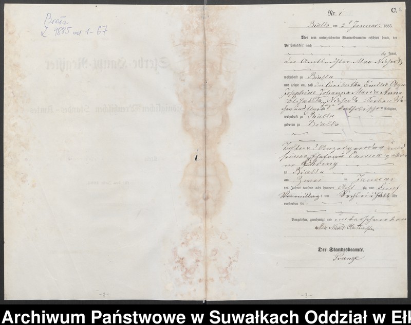 image.from.unit.number "Sterbe-Haupt-Register des Königlichen Preussischen Standes-Amtes Bialla Kreis Johannisburg"