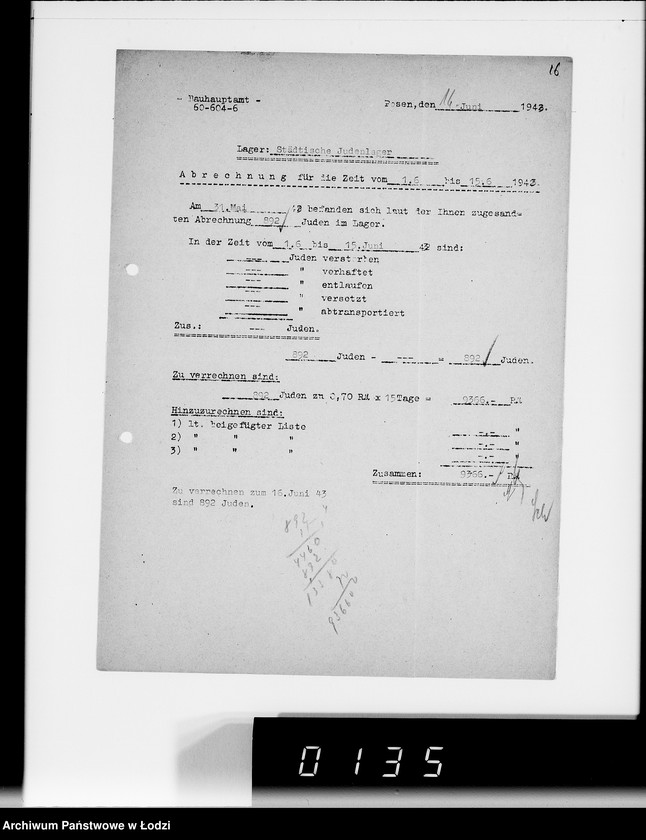 Obraz 20 z jednostki "Sonderkonto 12300. Arbeitsamt Posen Judenlager des Oberbürgermeisters von Posen"