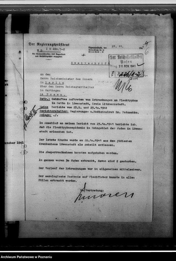 Obraz 10 z jednostki "Flecktyphus im Getto in Löwenstadt, in Zelow, Litzmannstadt (Łódź), Welun, Dobra, Pabianice. Pockenerkrankung"