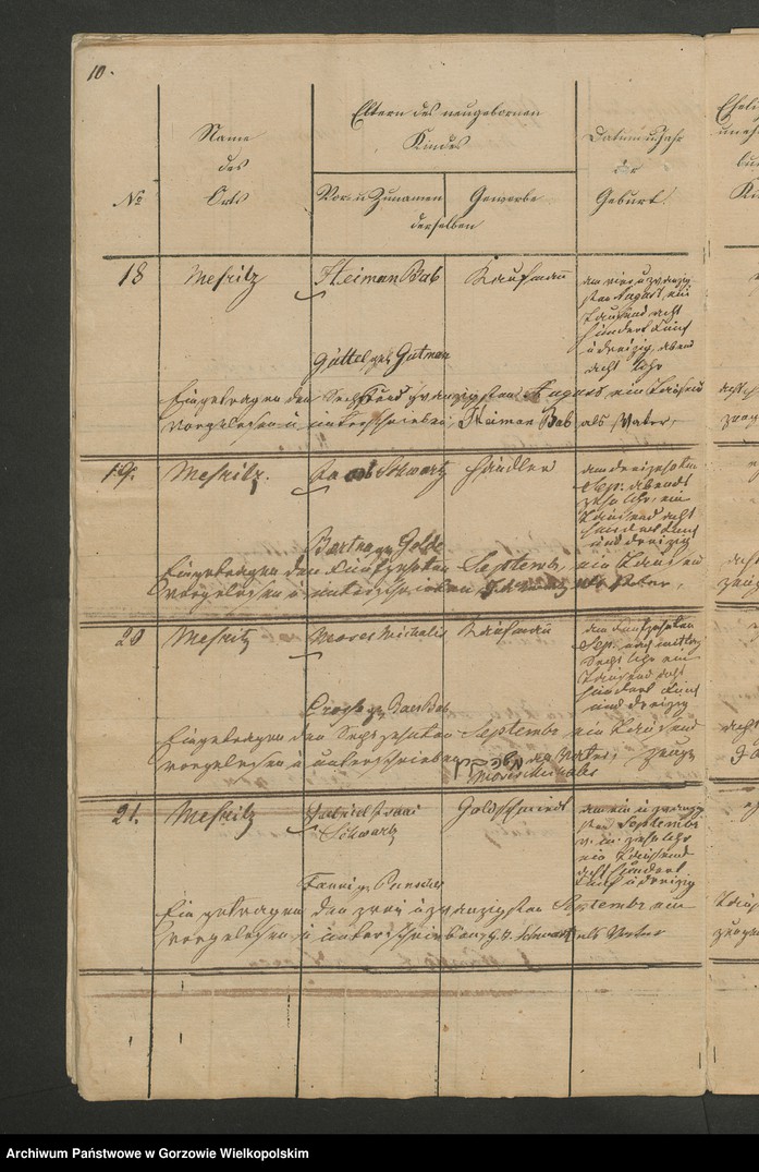 image.from.unit.number "Personenstands-Register der isräelitische Corporation zu Meseritz vom Jahre 1835"