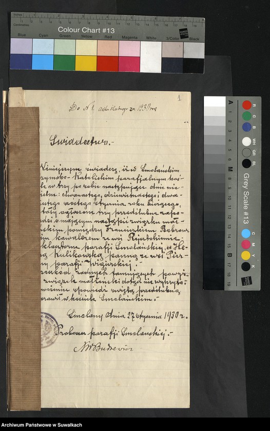 Obraz 3 z jednostki "Aneksa Aktów Ślubnych Rz-Katolickiej par. Wigierskiej za 1930 rok"