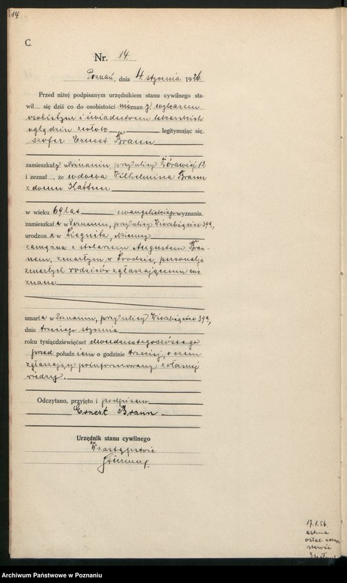 Obraz 16 z jednostki "Księga miejscowa zgonów tom I [Rejestr główny zgonów]"