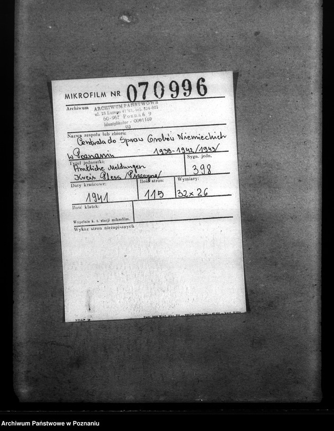 Obraz 2 z jednostki "Amtliche Meldungen Kreis Pless (Pszczyna)"