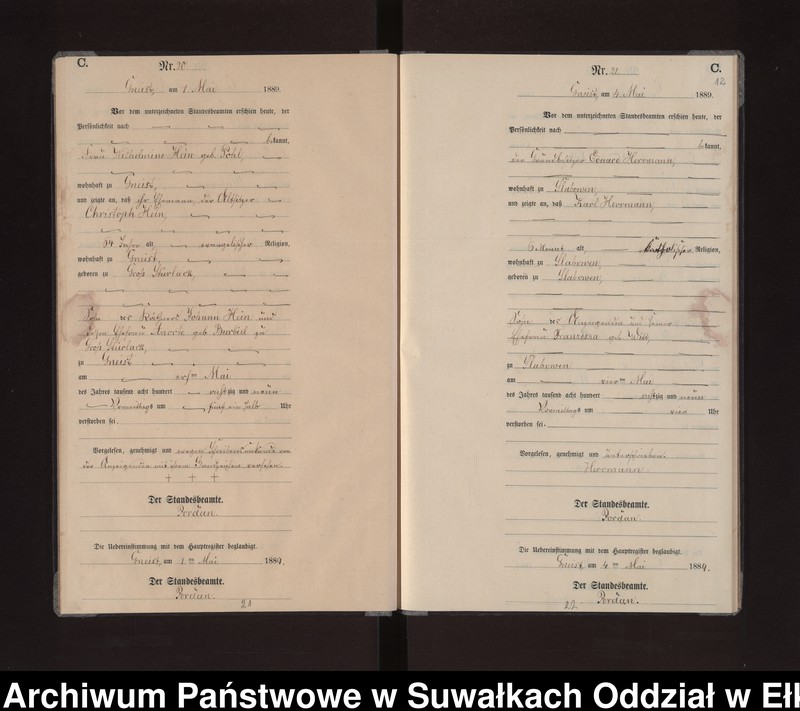 image.from.unit.number "Sterbe-Neben-Register des Königlichen Preussischen Standes-Amtes Gneist Kreis Loetzen"