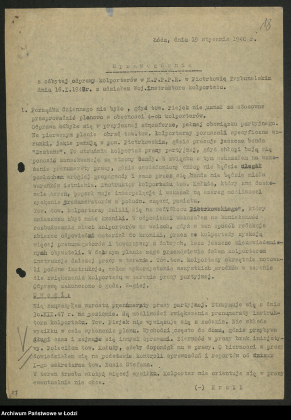 Obraz 20 z jednostki "Kolportaż - sprawozdania instruktora [wojewódzkiego] z wyjazdów w teren"