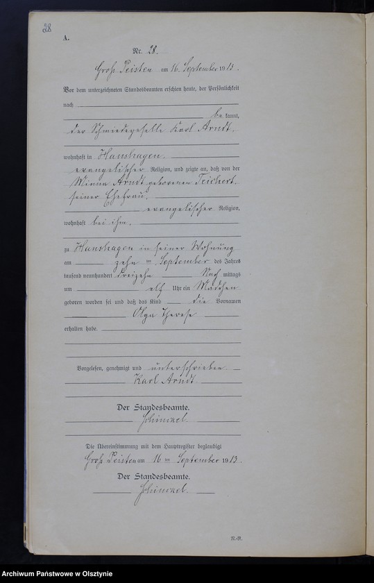image.from.unit.number "Geburts-Neben-Register Nr 1 - 38 [Księga urodzeń- wtóropis ]"