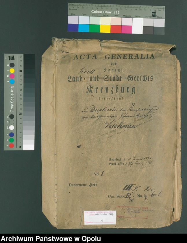 image.from.unit "Acta Generalia des Königl. [Königlichen] Kreis - Gerichts Kreuzburg betreffend die Duplicate der Kirchenbücher der katholischen Pfarrkirche zu Kuhnau [1837-1859]"