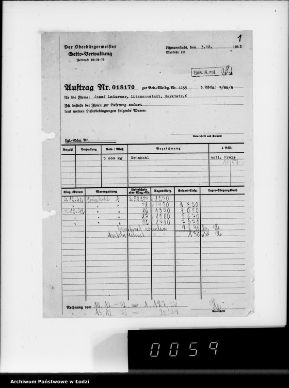 Obraz 5 z jednostki "Lebensmitteleinkauf. Aufträge, [Lieferscheinen und Rechnungen] 18111-18170"