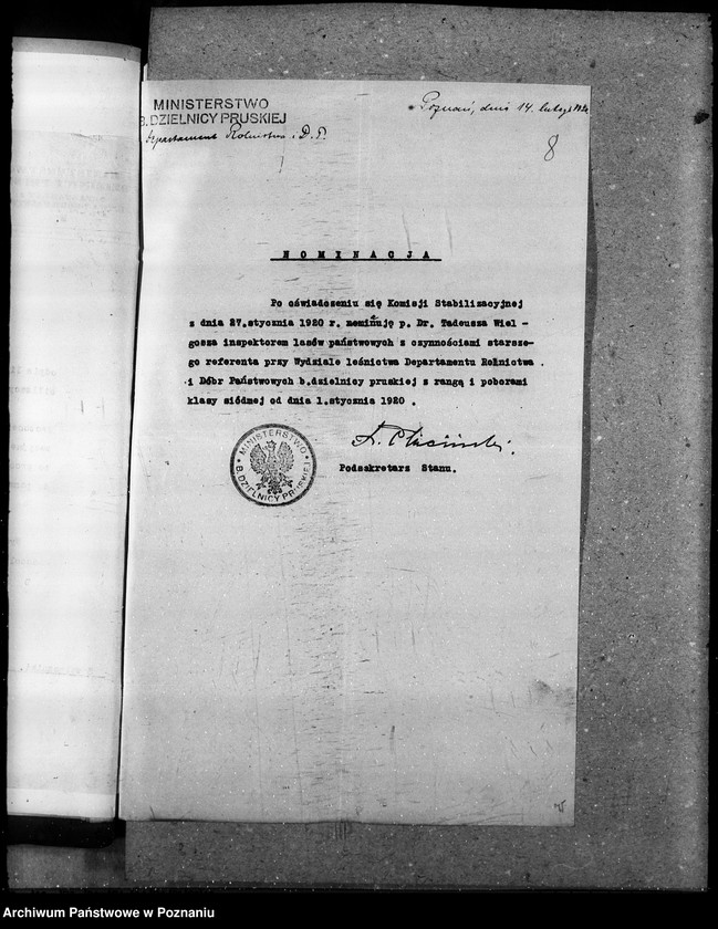 Obraz 12 z jednostki "Sprawy ogólne osobowe Departamenu Rolnictwa i Dóbr Państw. Wydział Leśny personalne ogólne"