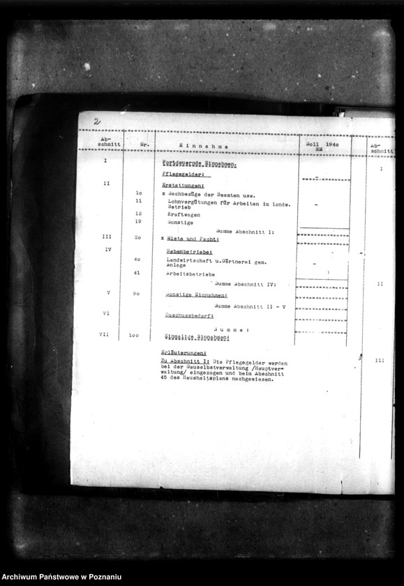 Obraz 6 z jednostki "Unterhaushaltplan - 4301. Gaugehörlosenschule, Posen. [Plany finasowe, budżety, sprawy finansowo-gospodarcze Szkoły]."