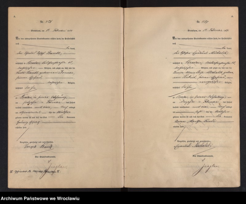 image.from.unit.number "Geburts-Haupt-Register Breslau I 1904 Band 2"