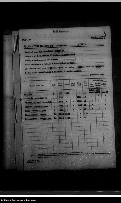 Obraz 8 z jednostki "Gorzelnia rolnicza St. Szyftera we wsi Gutowo Wielkie powiat wrzesiński nr woj. kotła 6387"