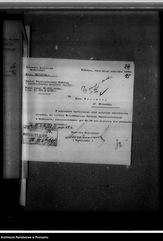 Obraz 19 z jednostki "Zatwierdzenie projektu zakładu przemysłowego / urządzenie rzeźni/ własność Wojewódzkie Zakłady Psychiatryczne w Kościanie"