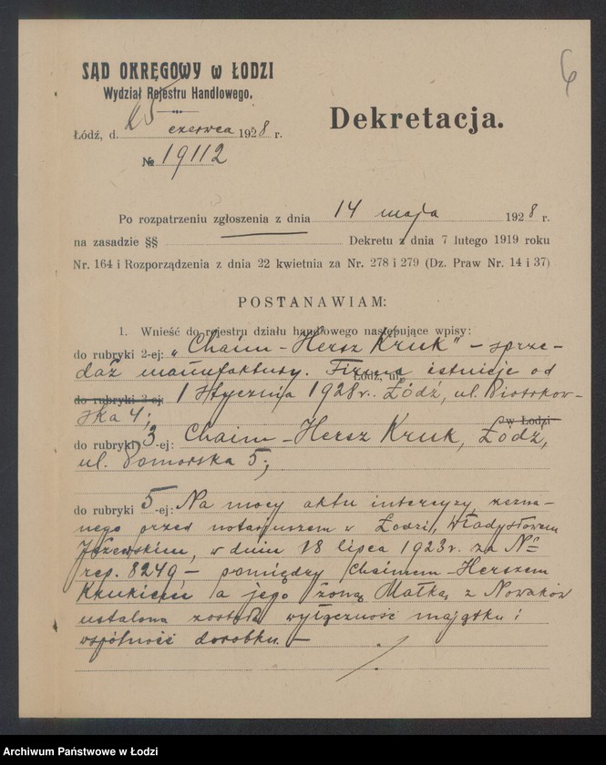 Obraz 8 z jednostki "Chaim Hersz Kruk – sprzedaż manufaktury"