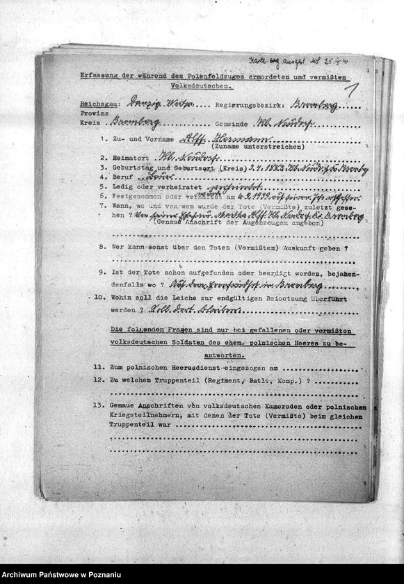 Obraz 5 z jednostki "Wykazy miejscowych Niemców z powiatu bydgoskiego, którzy zginęli w 1939 roku"