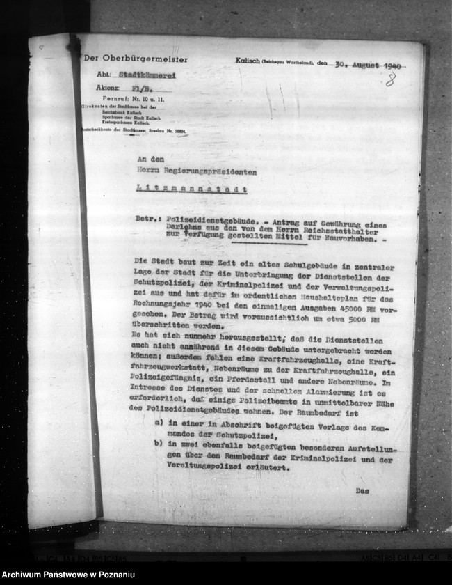 Obraz 12 z jednostki "Finanzbedarf der Stadt Kalisch. Bürgerschaft für Darlehen an abgebrannte Volksdeutsche. Melirationsdauerkredit"