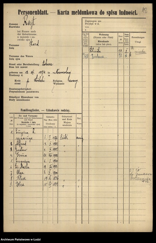 Obraz 20 z jednostki "[Spis ludności Łodzi] Rajssmesser-Rakowienko"