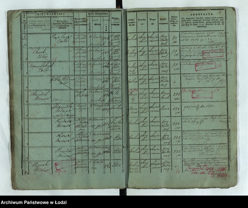 Obraz 15 z jednostki "Księga ludności stałej Łódź - cyrkuł I nowa dzielnica starozakonnych"